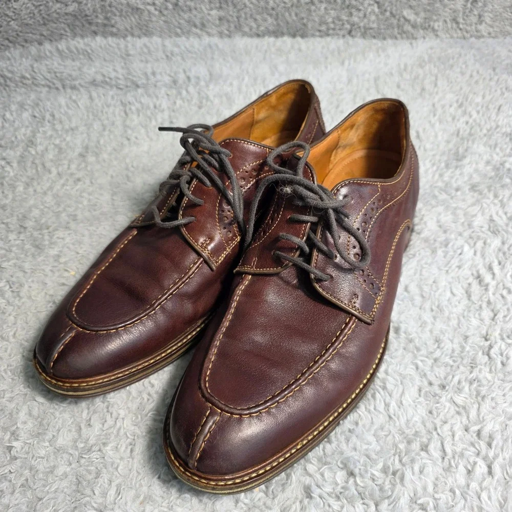 Johnston & Murphy Mens Brown Leather Wingtip Sheepskin Dress Shoes‎ Size 8.5